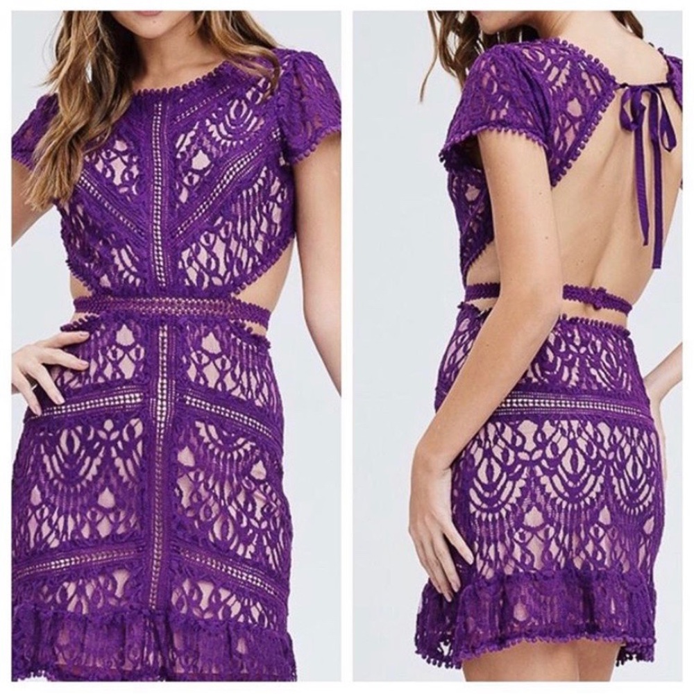 Purple lace dress.